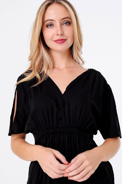 Siyah Kollari Yirtmaçli Tulum