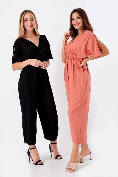 Siyah Kollari Yirtmaçli Tulum