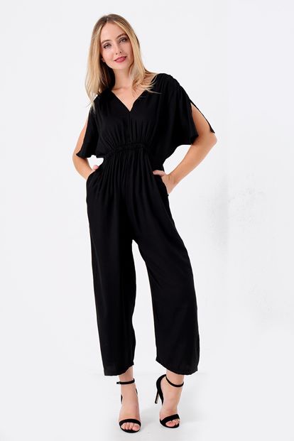 Siyah Kollari Yirtmaçli Tulum