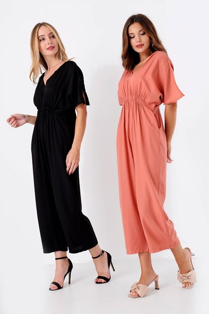 Siyah Kollari Yirtmaçli Tulum