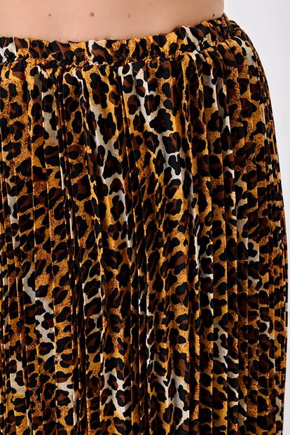 Brown Leopard Pattern Skirt piliseli