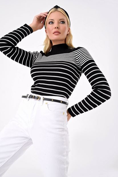 Black turtlenecks Sweater Striped Sweater