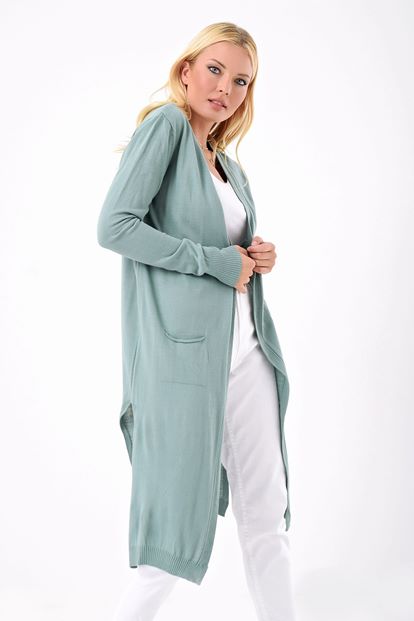Long knitwear Hirka with green pocket