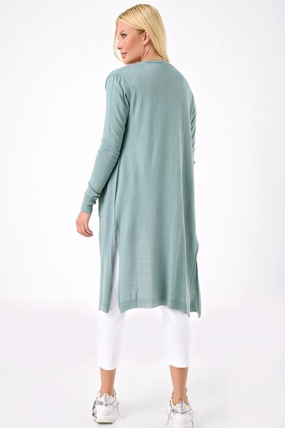 Long knitwear Hirka with green pocket