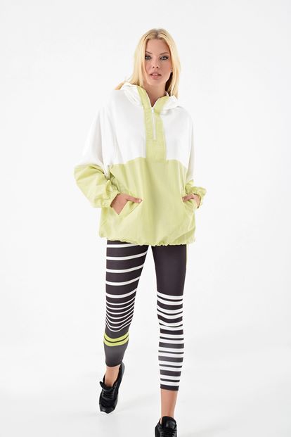 Sarı Renk Bloklu Parasüt Kumasli Sweatshirt