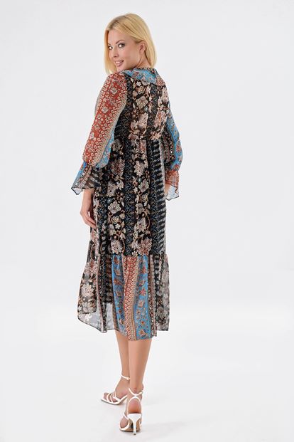 Black Shawl Chiffon Dress Pattern