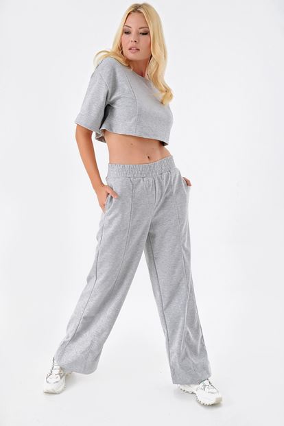 Gri Crop Eşofman Takımi