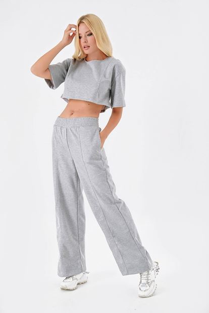 Gri Crop Eşofman Takımi