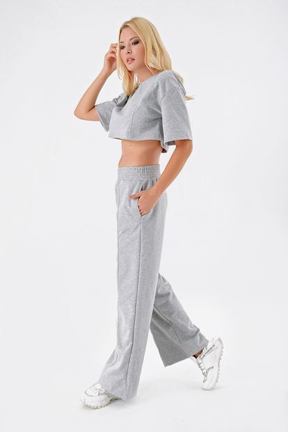 Gri Crop Eşofman Takımi