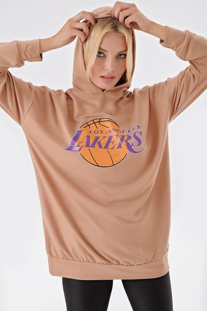 Bej Lakers Kapüsonlu Sweat