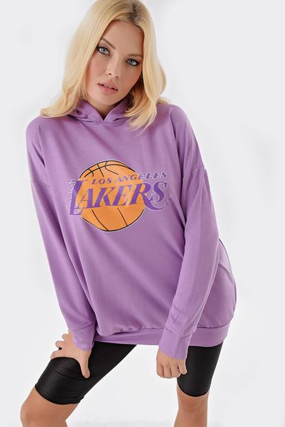 Lila Lakers Kapüsonlu Sweat