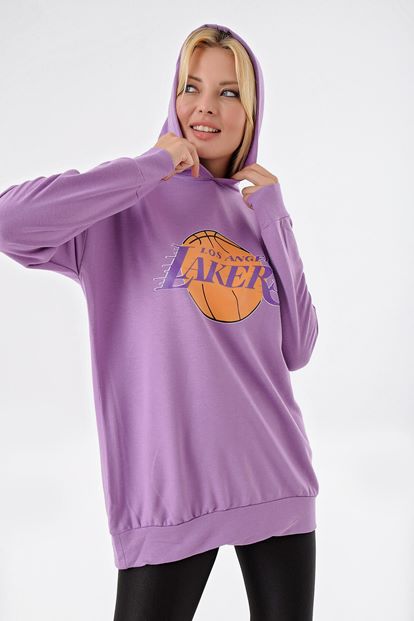 Lila Lakers Kapüsonlu Sweat