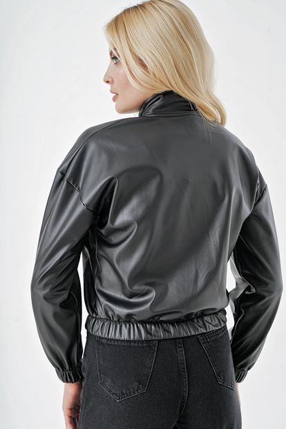 Pockets Black Leather Jacket