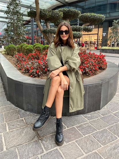 Khaki waterproof trench coat