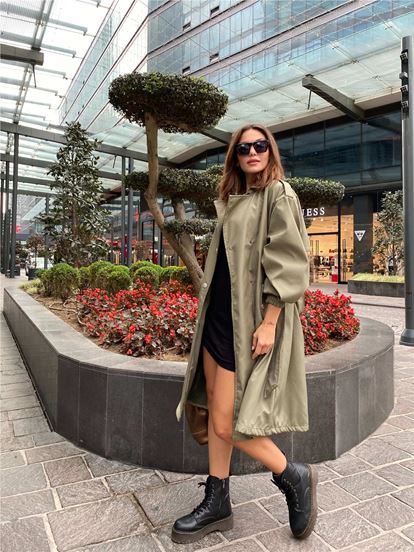 Khaki waterproof trench coat