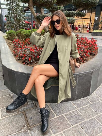 Khaki waterproof trench coat
