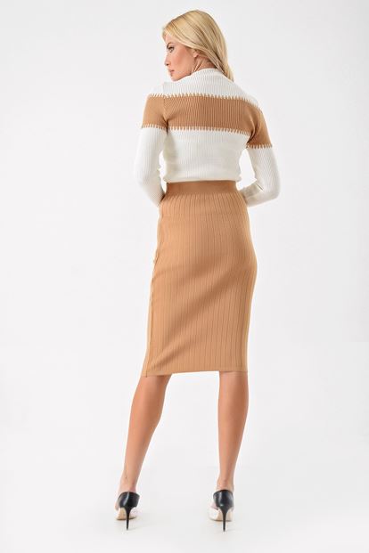 Cream Blouse Skirt Sweater Set