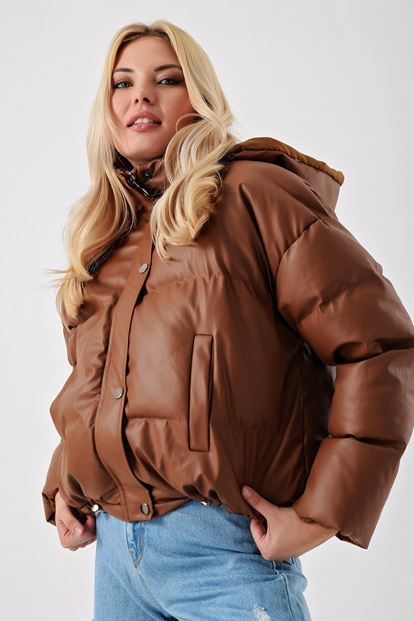 Kahverengi Suni Deri Sisme Mont