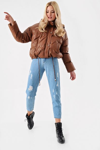 Kahverengi Suni Deri Sisme Mont