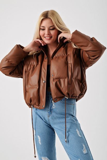 Kahverengi Suni Deri Sisme Mont