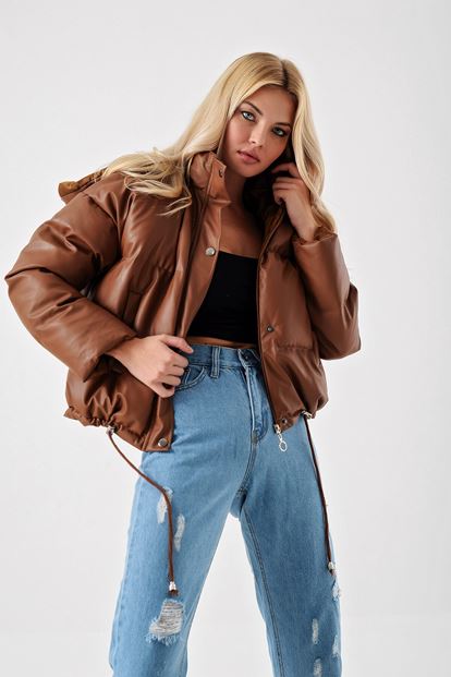 Kahverengi Suni Deri Sisme Mont