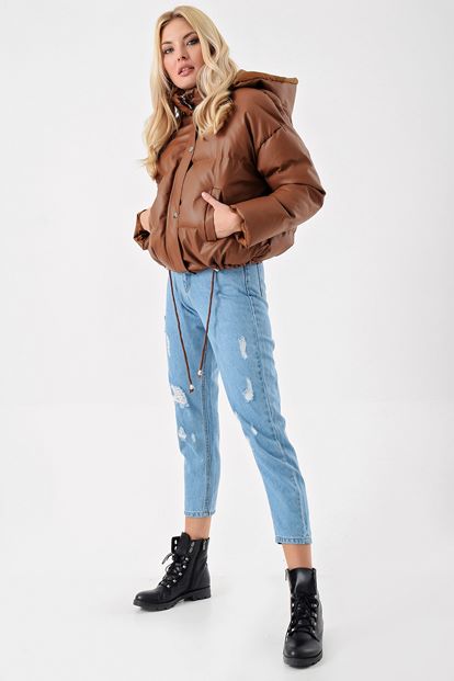 Kahverengi Suni Deri Sisme Mont