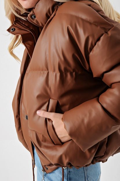 Kahverengi Suni Deri Sisme Mont