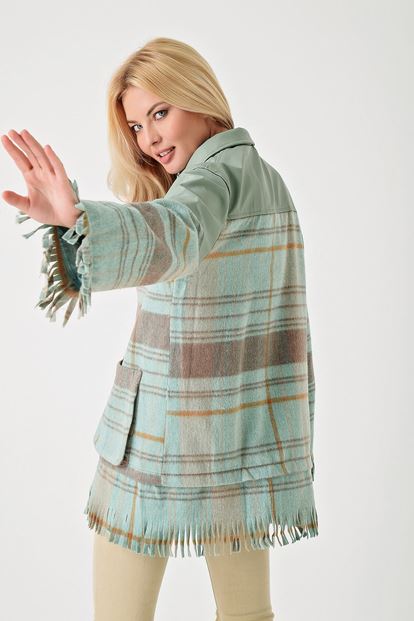 Green leather detailed bowl jacket