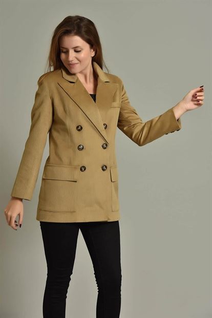 Cream Attay Velvet Blazer Jacket