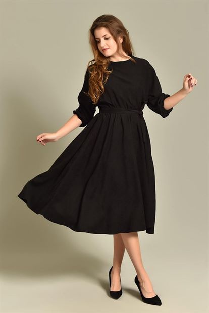 Black velvet midi boy dress