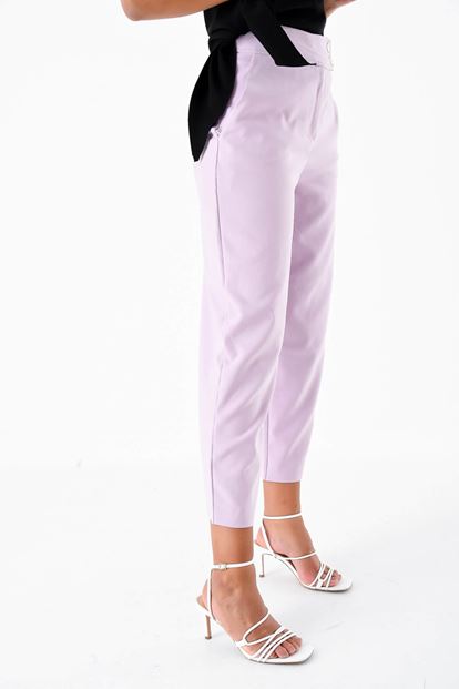 Lila Düğmeli Kumas Pantolon