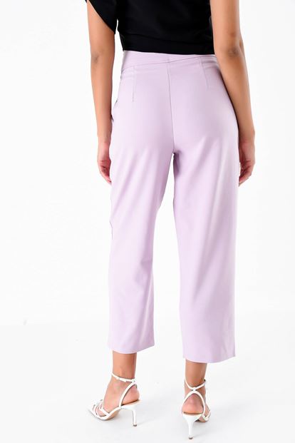 Lila Düğmeli Kumas Pantolon