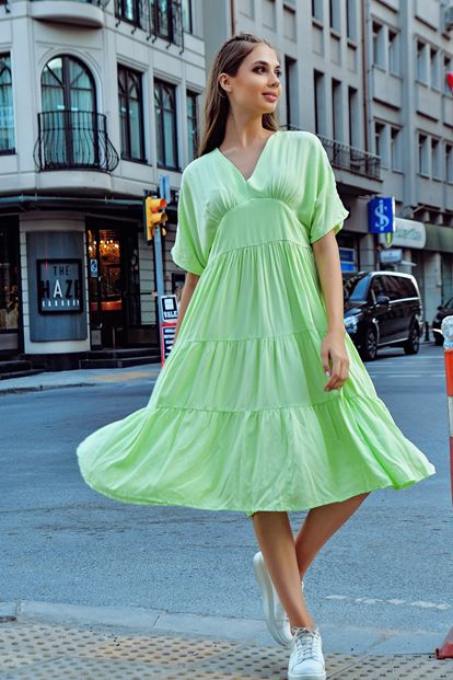 Pistachio Green Bubble Sleeve Dress