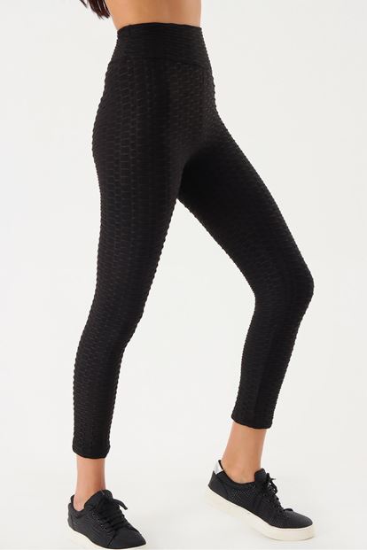 Black patterned stretch tights