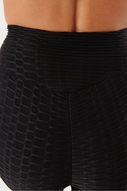Black patterned stretch tights
