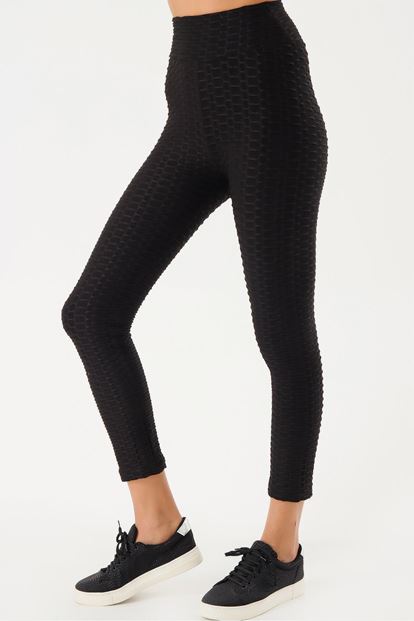 Black patterned stretch tights