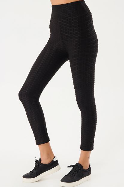 Black patterned stretch tights