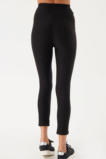 Black patterned stretch tights