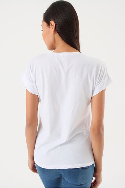 White Print T-Shirts
