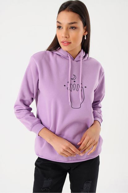 Lila Hooded Sweatshirt Printed bias