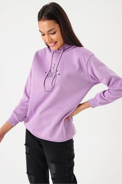 Lila Hooded Sweatshirt Printed bias