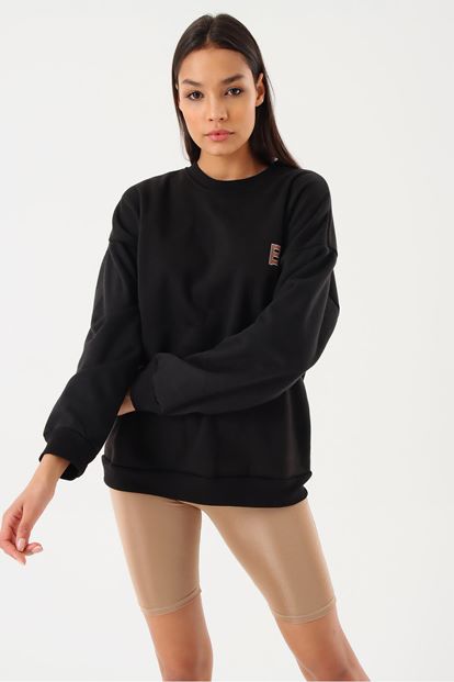 Black Printed bias Sweatshirt