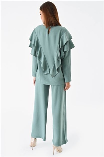 Mint Yeşili Salas Bluz Pantolon Takım