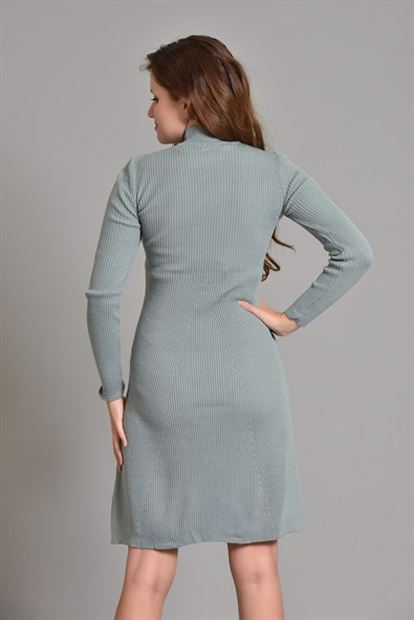 Su Yeşili Bogazli Triko Elbise