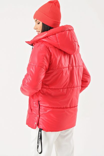 Advanced Text Red Hooded Inflatable Monte