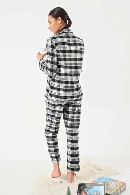 Siyah Ekose Desenli Pijama Takımi