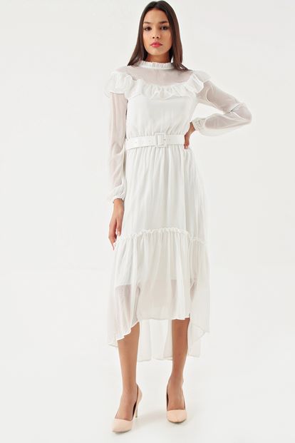 Arched White Chiffon Dress