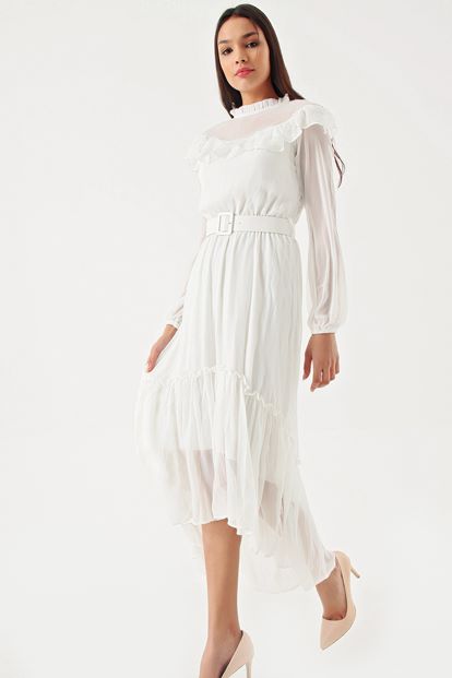 Arched White Chiffon Dress