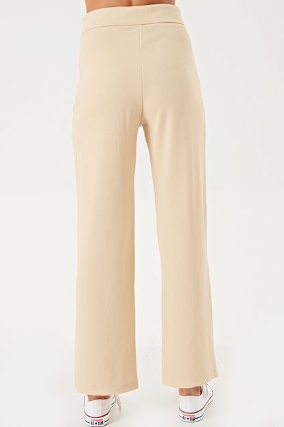 Cream Knitwear Pants Belt Detail