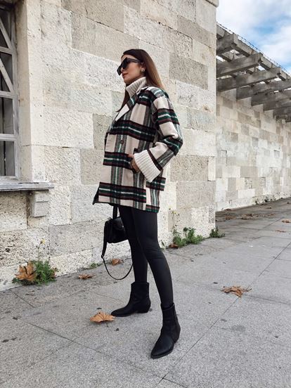 Beige Plaid Buttoned Case Jacket